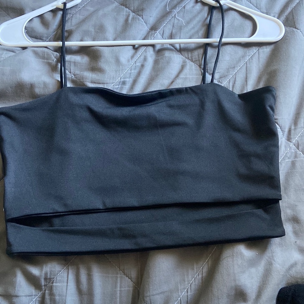 black tank top, the black piece goes around your stomach